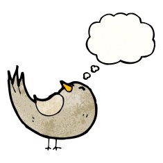 cartoon bird with thought bubble N425