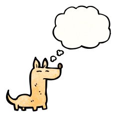 cartoon little dog with thought bubble N47