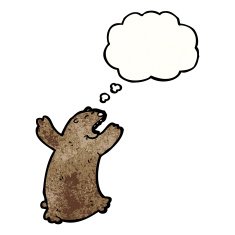 cartoon bear with thought bubble N61