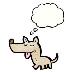 cartoon little dog with thought bubble N48