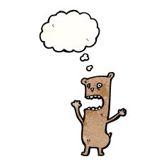 crazy cartoon bear with thought bubble N7