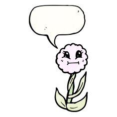 cute cartoon flower with speech bubble N6
