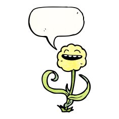 cute cartoon flower with speech bubble N7