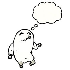 dancing ghost with thought bubble cartoon N6