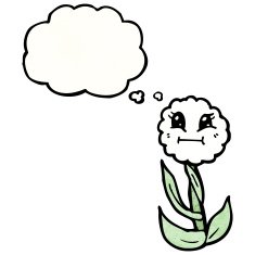 retro cute flower with thought bubble N3
