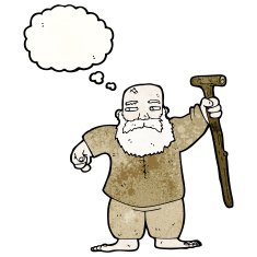 cartoon old man with thought bubble N38
