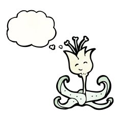 cartoon flower with thought bubble N70