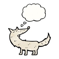 cartoon wolf with thought bubble N53