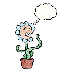 cartoon flower with thought bubble N72