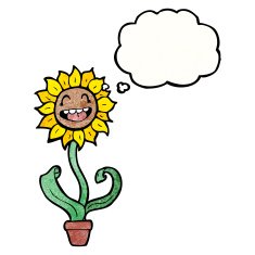 cartoon sunflower with thought bubble N9
