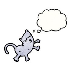 cartoon cat with thought bubble N184