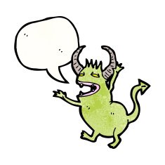 little monster with speech bubble N2