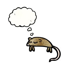cartoon mouse with thought bubble N35
