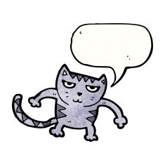 cartoon cat with speech bubble N150