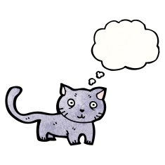 cartoon cat with thought bubble N185