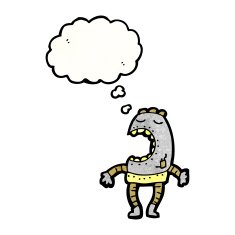 cartoon robot with thougth bubble N2