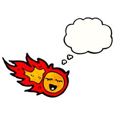 cartoon fireball with thought bubble N3