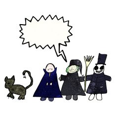 child's drawing of a halloween group N7