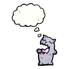 cartoon cat with thought bubble N187