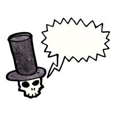 skull in top hat cartoon N13