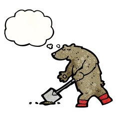 cartoon bear digging with spade N2