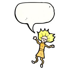 cartoon doll with speech bubble N6