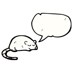 cartoon white mouse with speech bubble N27