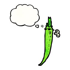 cartoon chili pepper with thought bubble N5