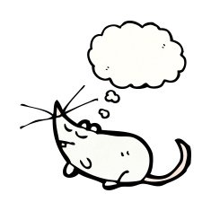 cartoon white mouse with thought bubble N27