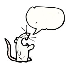 cartoon white mouse with speech bubble N30
