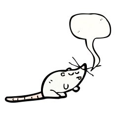 cartoon white mouse with speech bubble N31