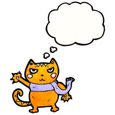cat with thought cloud cartoon N7