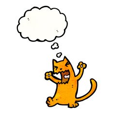 cat with thought cloud cartoon N9