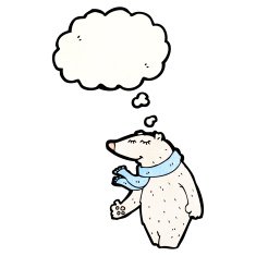 cartoon polar bear with thought bubble N65
