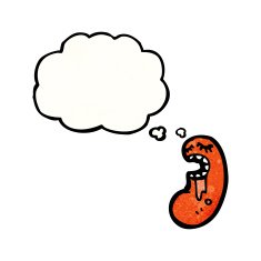 cartoon baked bean with thought bubble N6