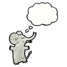 cartoon elephant with thought bubble N19
