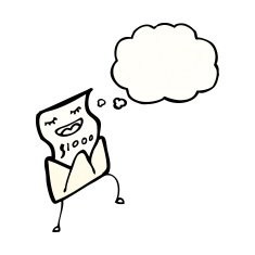 cartoon letter with thought bubble N7