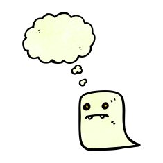 ghost with thought bubble cartoon N30