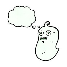 ghost with thought bubble cartoon N31