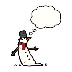 snowman with thought bubble cartoon N12