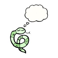 cartoon snake with thought bubble N127