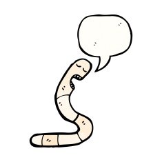 cartoon worm with speech bubble N14