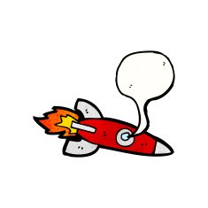 cartoon rocket with speech bubble N11