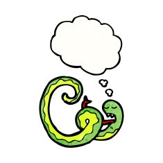 cartoon snake with thought bubble N128
