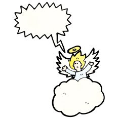 angel on cloud with speech bubble N5