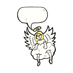 angel on cloud with speech bubble N6