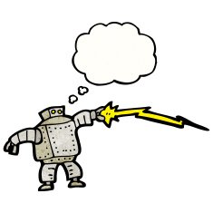 robot with thought bubble cartoon N6