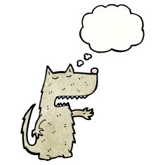 cartoon wolf with thought bubble N55