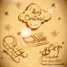 Hand-drawn New Year and Christmas set N4