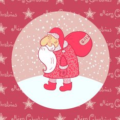 Santa Claus carries his bag vector illustration